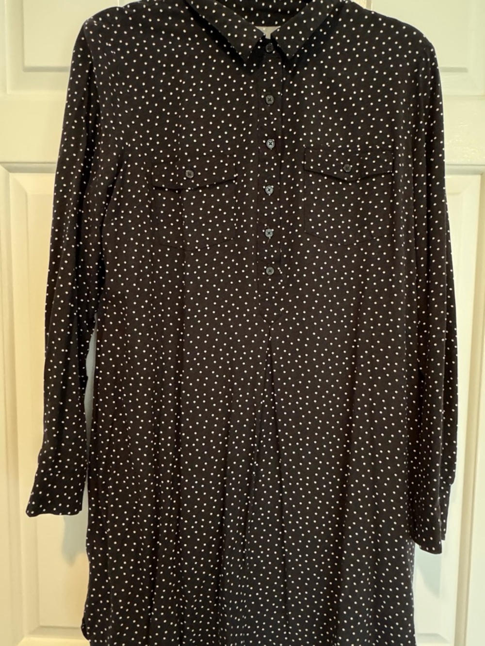 Old Navy Black Long-Sleeve Shirt with White Polka Dots